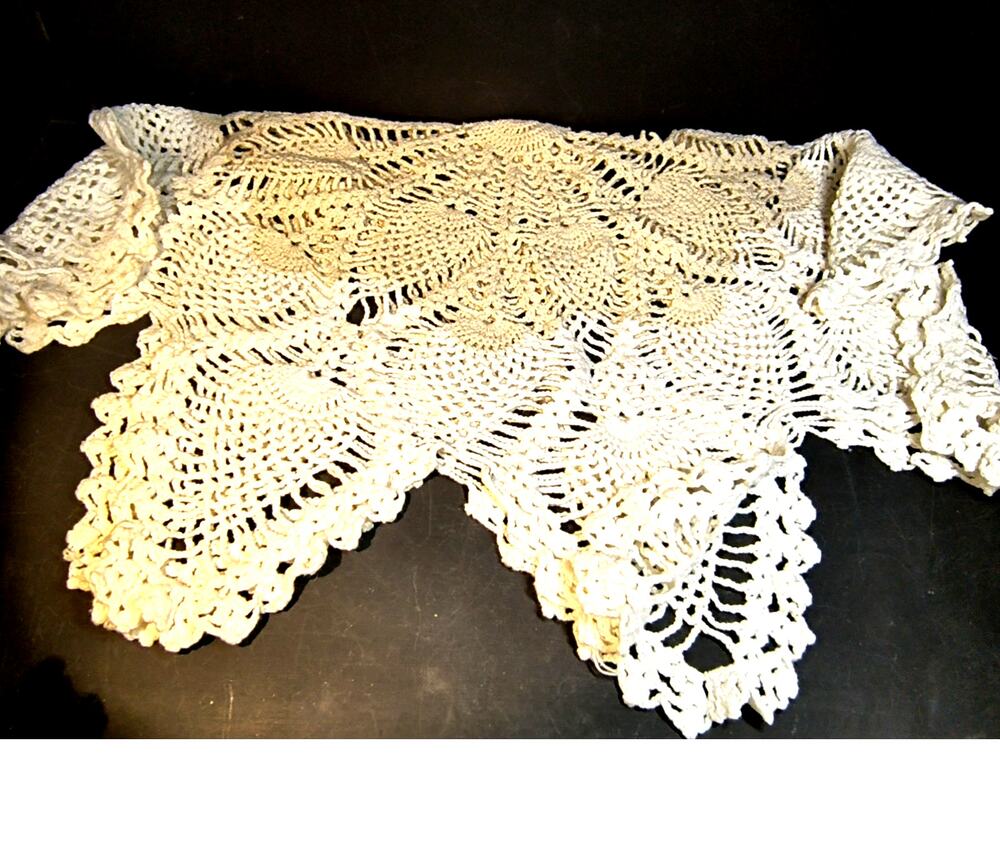 1616.  Large Doily Cream and Ecru Leaf Motif